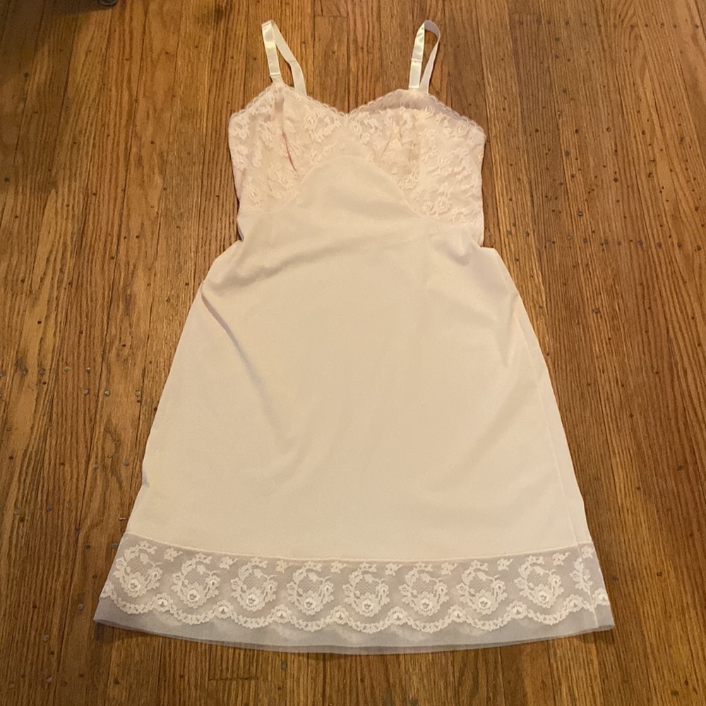 Vintage Rogers Full Slip Blush Pink Adjustable Straps 36 Short